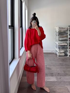Le Bon Shoppe Arc Pants Red Gingham Small